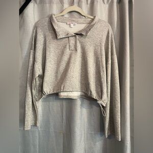Red Finch Grey Cropped Drawstring Pullover